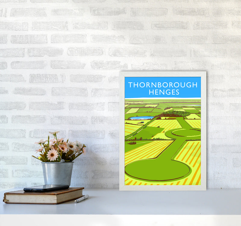 Thornborough Henges portrait Travel Art Print by Richard O'Neill A3 Oak Frame