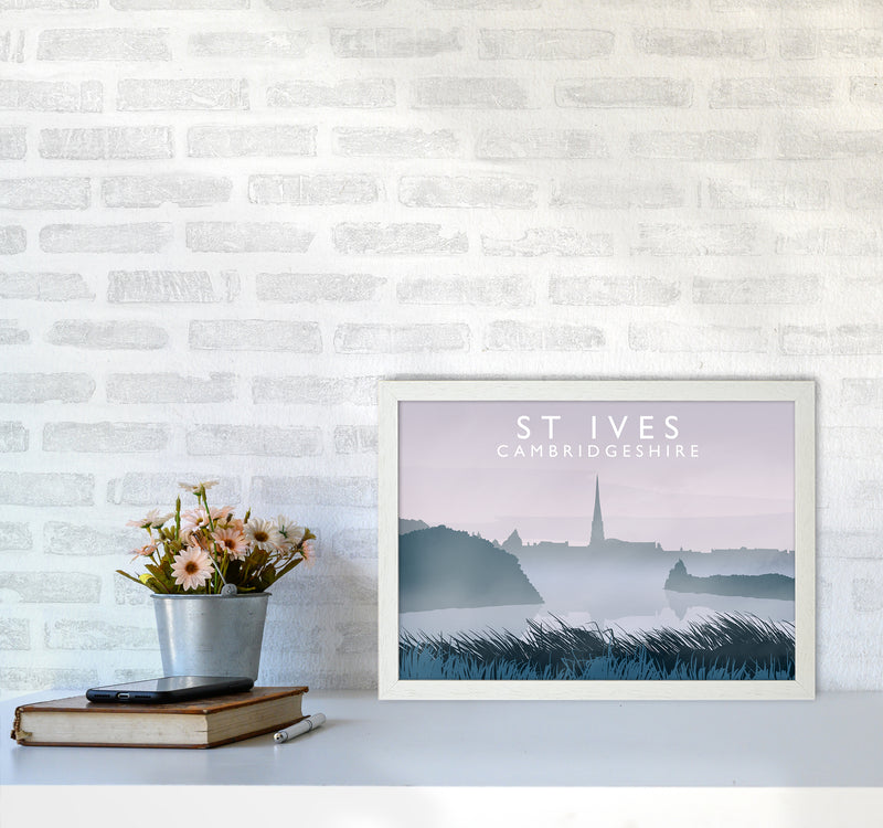 St Ives Travel Art Print by Richard O'Neill A3 Oak Frame