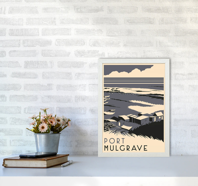 Port Mulgrave portrait Travel Art Print by Richard O'Neill A3 Oak Frame
