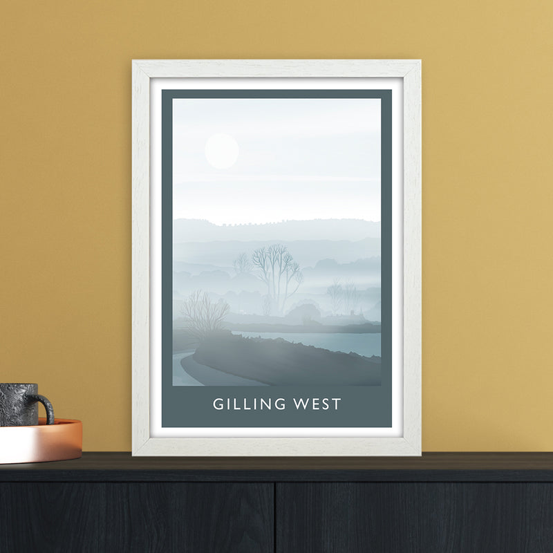Gilling West (Winter) Portrait Travel Art Print by Richard O'Neill A3 Oak Frame