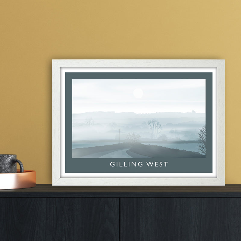 Gilling West (Winter) Travel Art Print by Richard O'Neill A3 Oak Frame