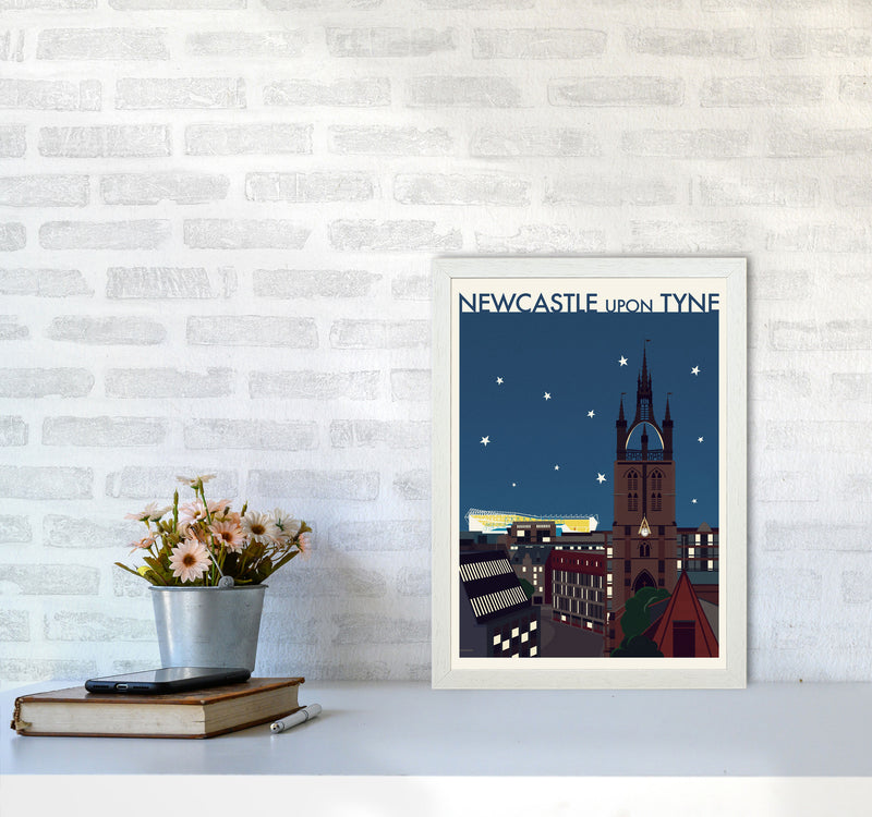 Newcastle upon Tyne 2 (Night) Travel Art Print by Richard O'Neill A3 Oak Frame