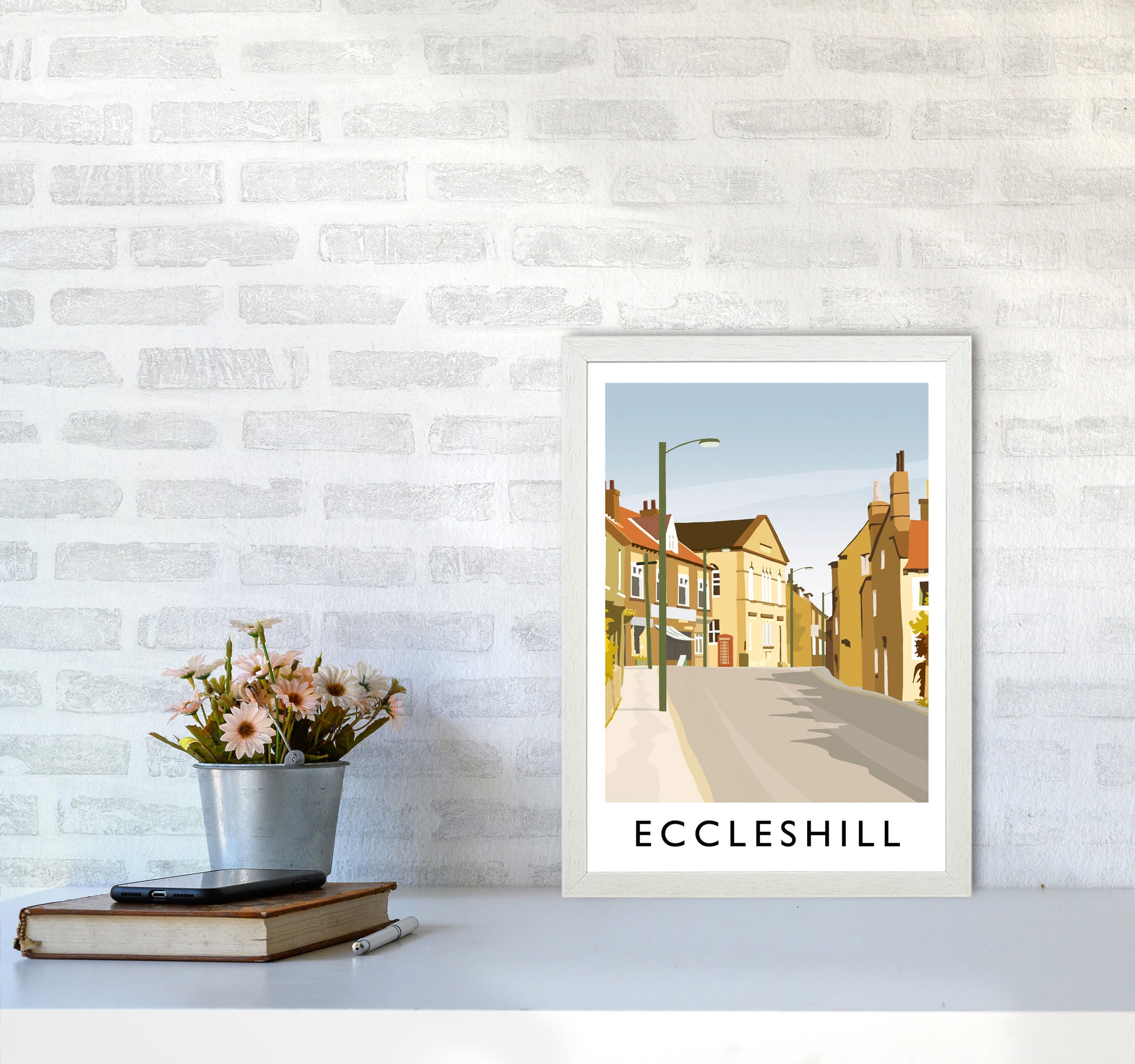Eccleshill portrait Travel Art Print by Richard O'Neill A3 Oak Frame