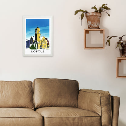 Loftis (Snow) Portrait Travel Art Print by Richard O'Neill A3 Oak Frame
