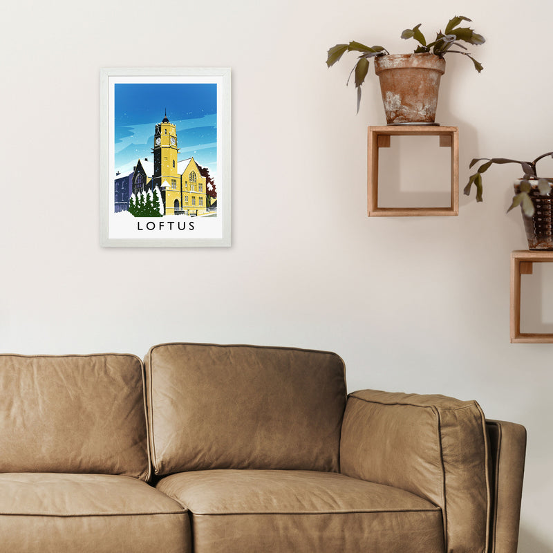 Loftis (Snow) Portrait Travel Art Print by Richard O'Neill A3 Oak Frame