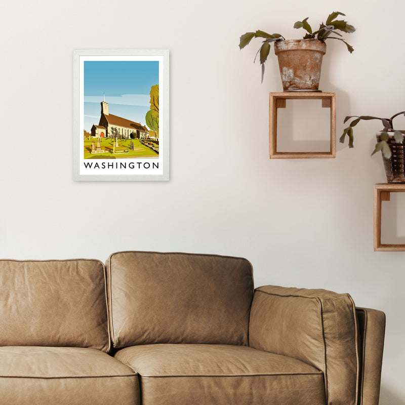 Washington Portrait Travel Art Print by Richard O'Neill A3 Oak Frame