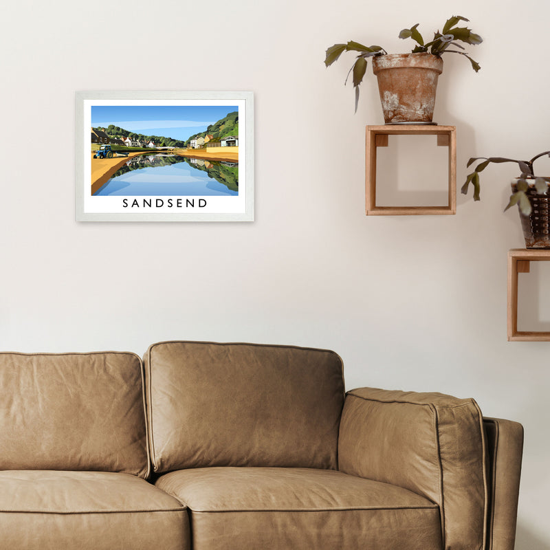 Sandsend 5 Travel Art Print by Richard O'Neill A3 Oak Frame