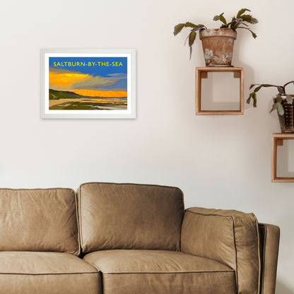 Saltburn-By-The-Sea 4 Travel Art Print by Richard O'Neill A3 Oak Frame