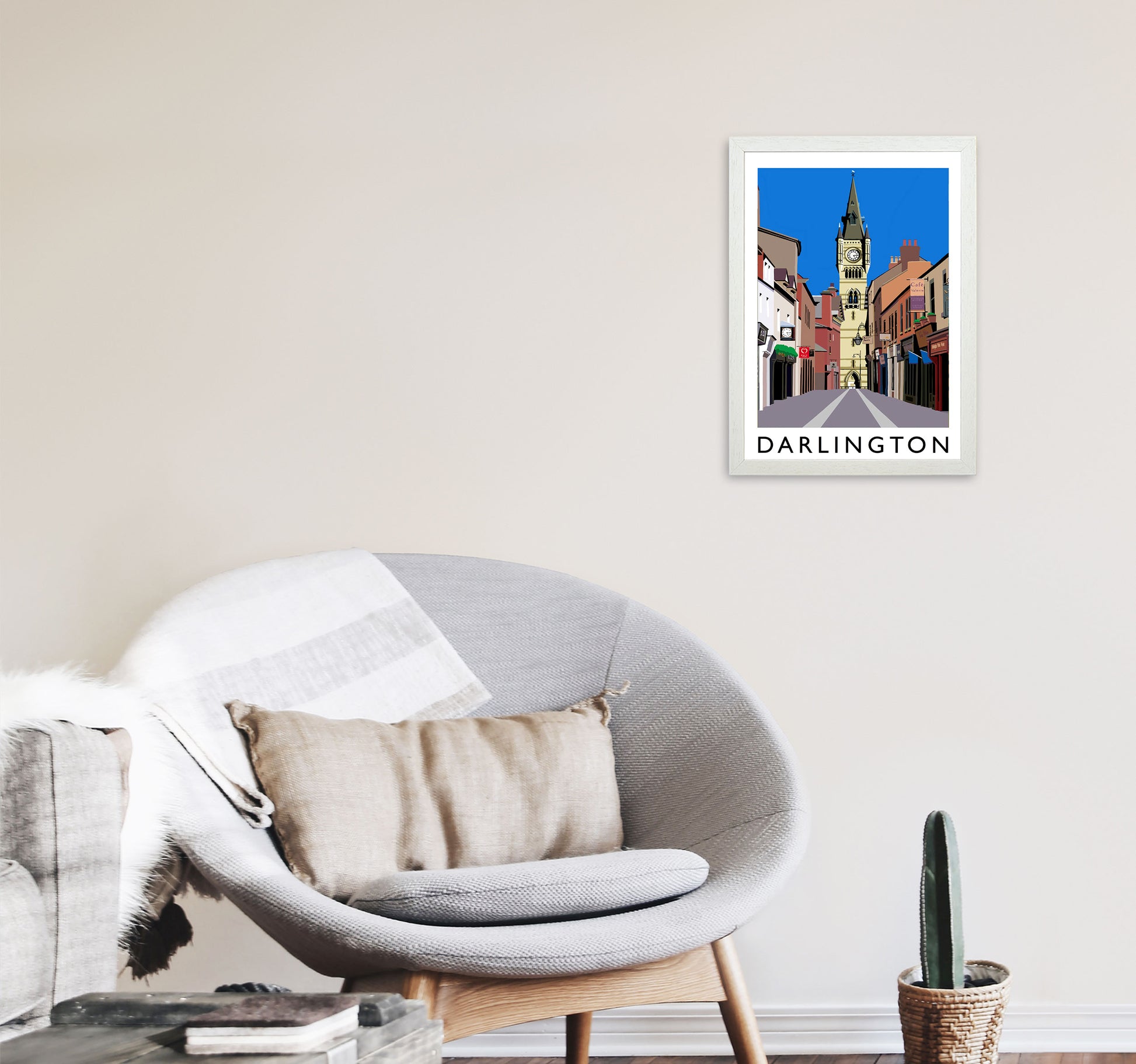 Darlington Art Print by Richard O'Neill A3 Oak Frame