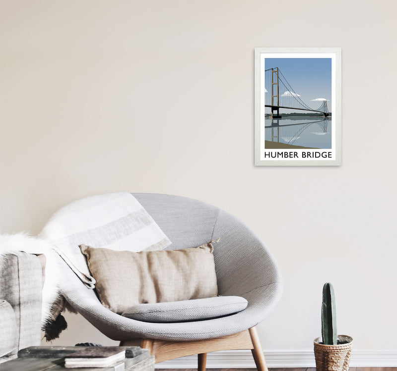 Humber Bridge Framed Digital Art Print by Richard O'Neill A3 Oak Frame