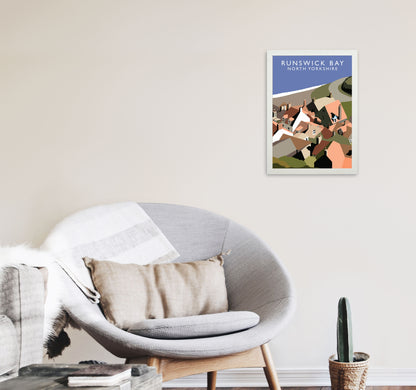 Runswick Bay North Yorkshire Art Print by Richard O'Neill A3 Oak Frame