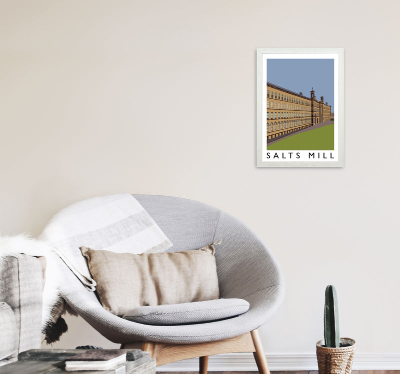 Salts Mill Art Print by Richard O'Neill A3 Oak Frame