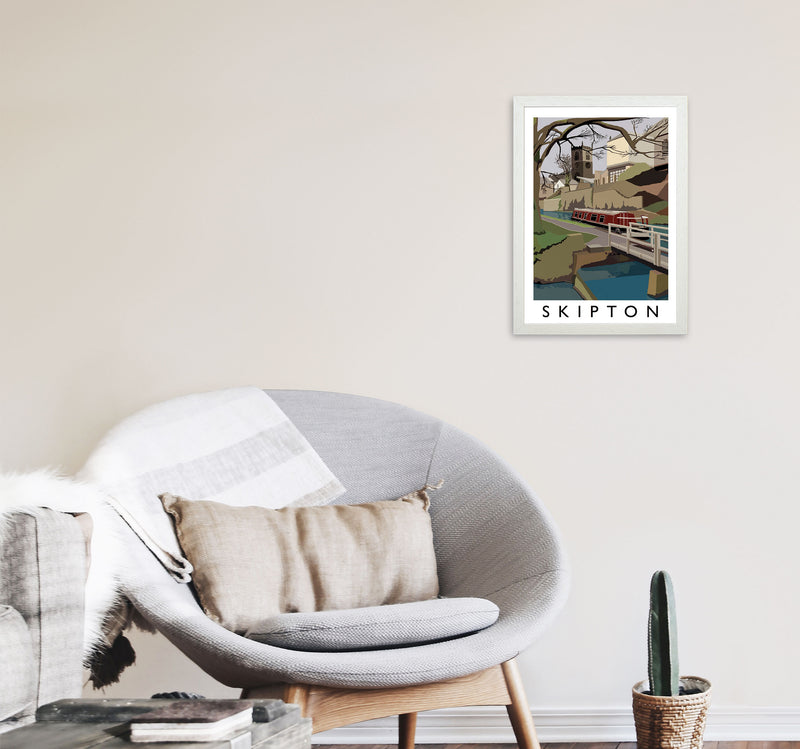 Skipton by Richard O'Neill Yorkshire Art Print, Vintage Travel Poster A3 Oak Frame