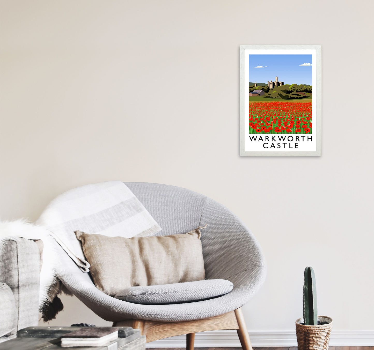 Warkworth Castle Art Print by Richard O'Neill A3 Oak Frame
