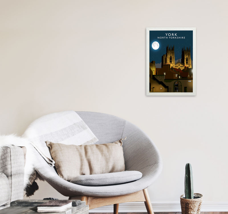 York by Richard O'Neill Yorkshire Art Print, Vintage Travel Poster A3 Oak Frame