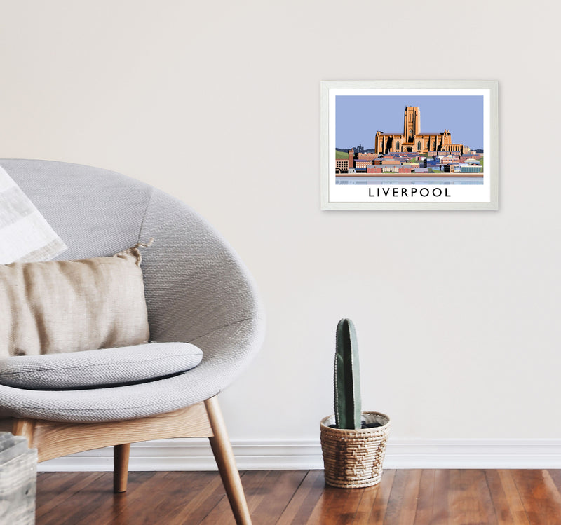 Liverpool Framed Digital Art Print by Richard O'Neill A3 Oak Frame