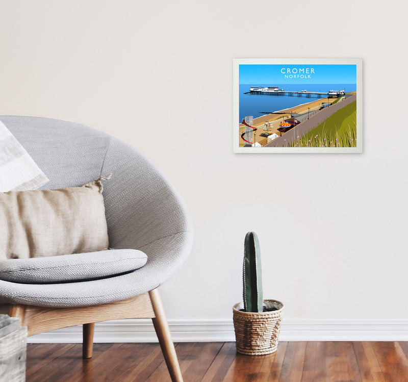 Cromer Norfolk Framed Digital Art Print by Richard O'Neill A3 Oak Frame
