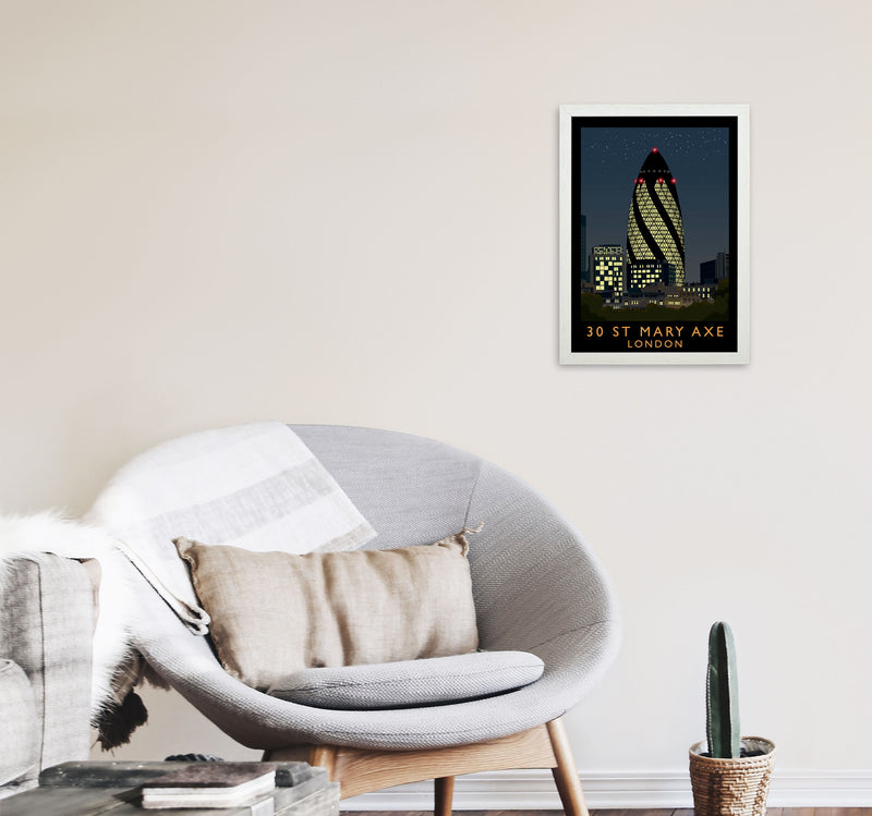 30 St Mary Axe London Travel Art Print by Richard O'Neill A3 Oak Frame