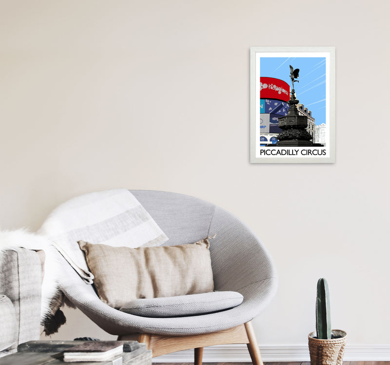 Piccadilly Circus London Art Print by Richard O'Neill A3 Oak Frame