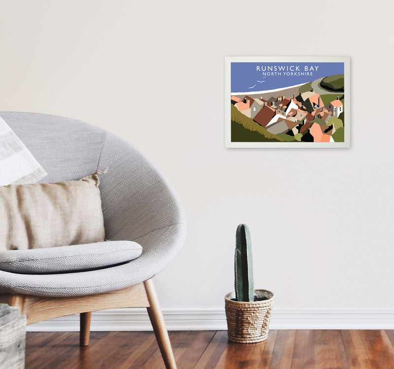 Runswick Bay North Yorkshire Art Print by Richard O'Neill A3 Oak Frame