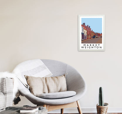 Market Weighton by Richard O'Neill Yorkshire Art Print, Vintage Travel Poster A3 Oak Frame