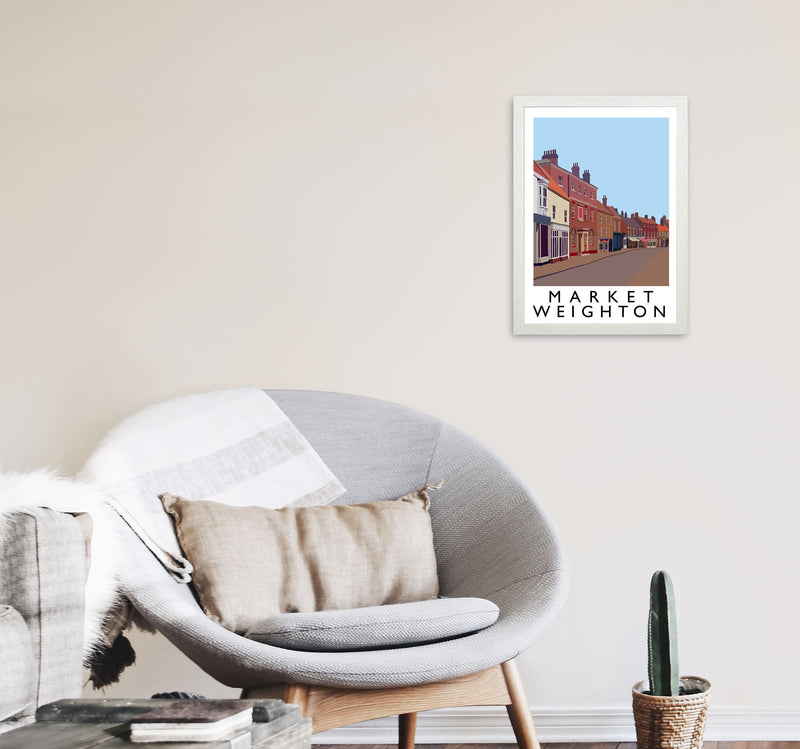 Market Weighton by Richard O'Neill Yorkshire Art Print, Vintage Travel Poster A3 Oak Frame