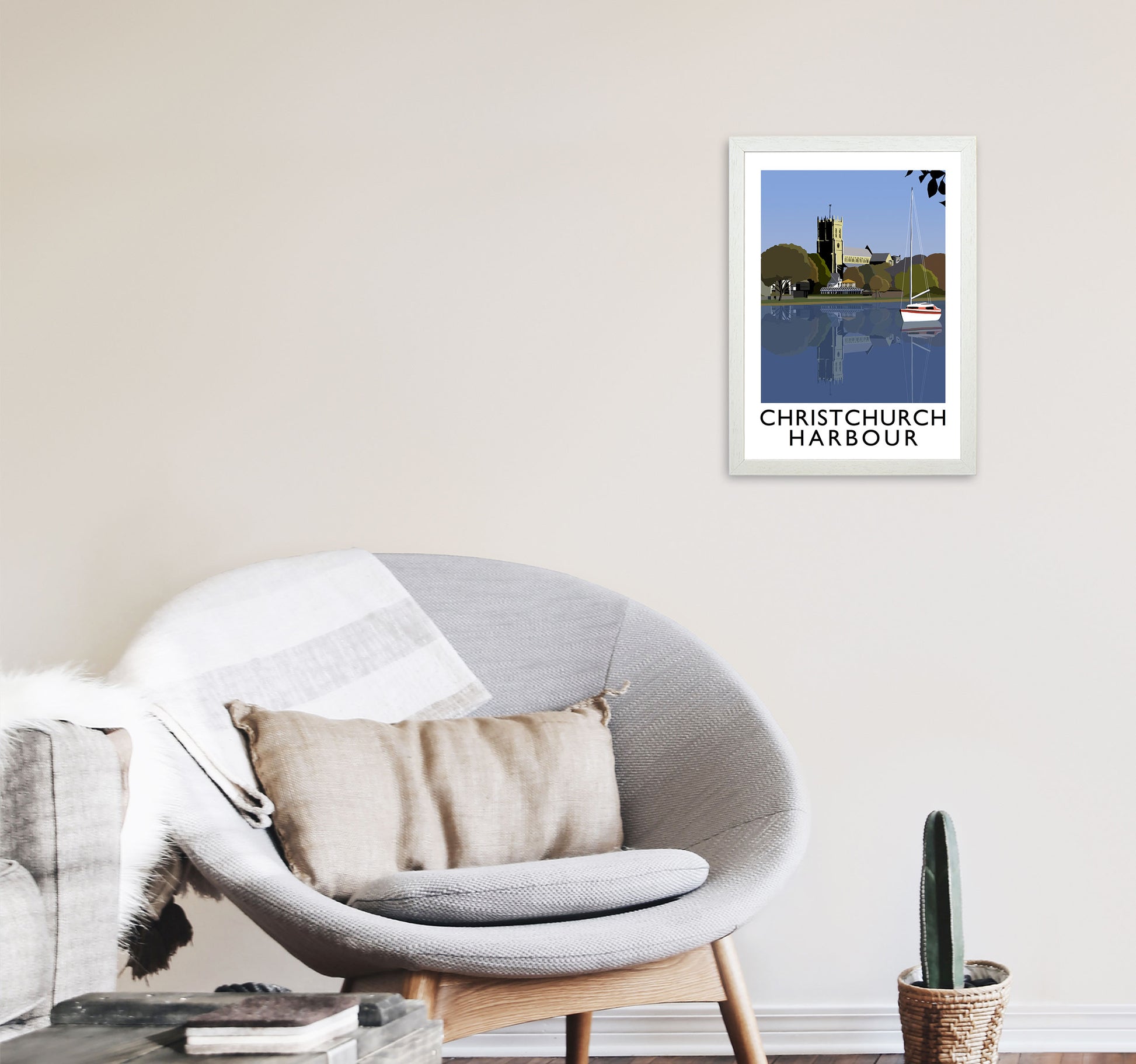 Christchurch Harbour Framed Digital Art Print by Richard O'Neill A3 Oak Frame
