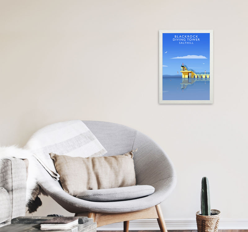 Blackrock Diving Tower (Portrait) by Richard O'Neill A3 Oak Frame