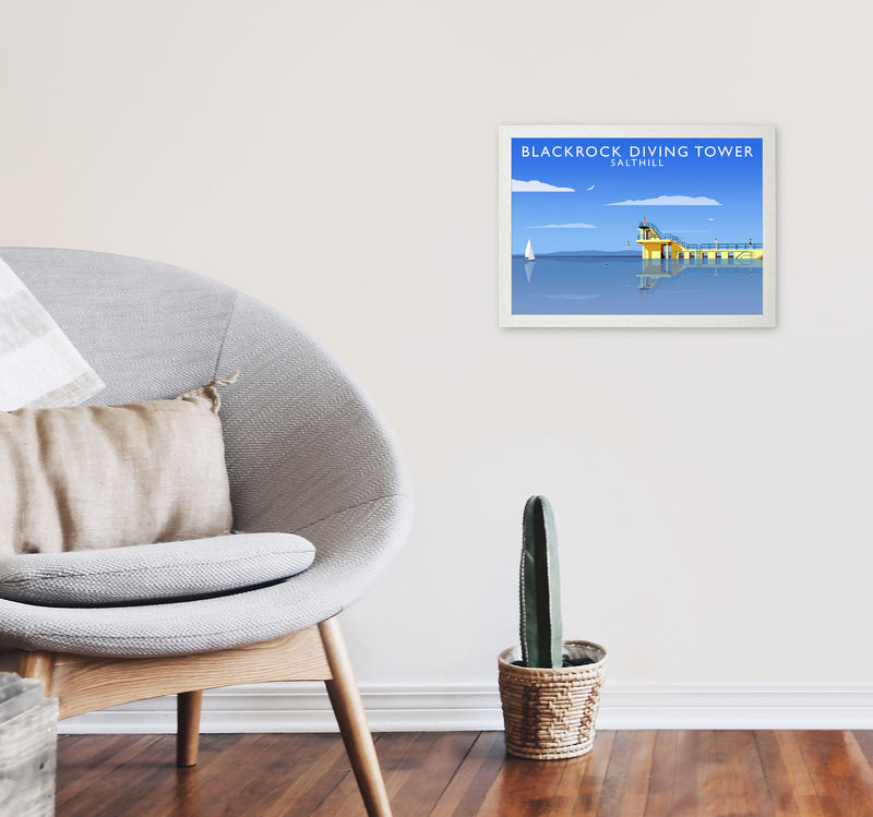 Blackrock Diving Tower (Landscape) by Richard O'Neill A3 Oak Frame