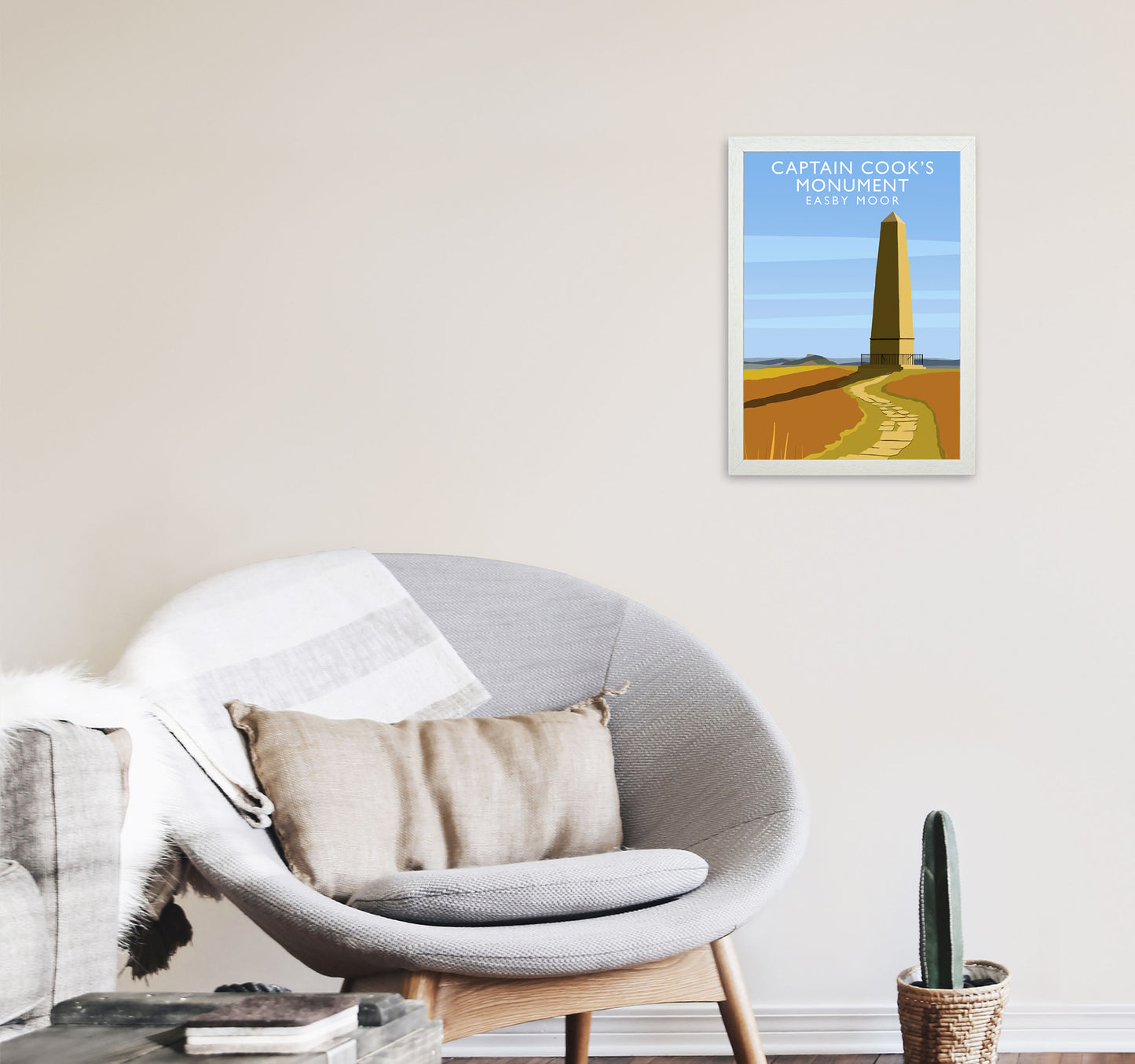 Captain Cooks Monument (Portrait) by Richard O'Neill A3 Oak Frame