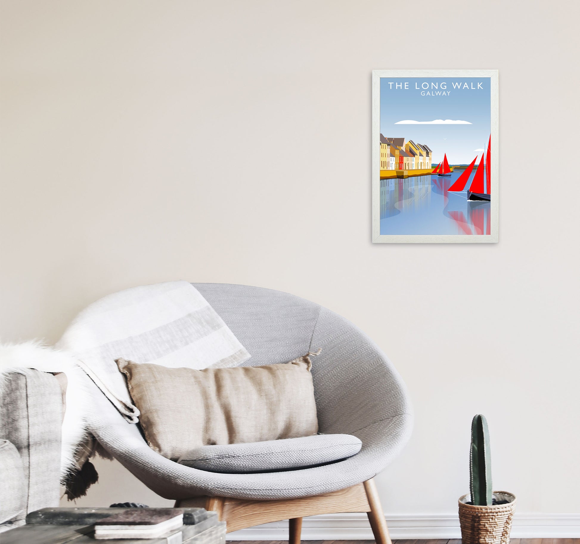 The Long Walk Galway Art Print by Richard O'Neill A3 Oak Frame