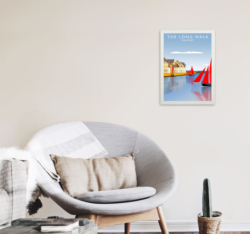 The Long Walk Galway Art Print by Richard O'Neill A3 Oak Frame