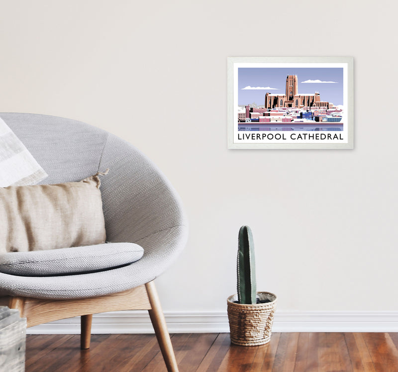 Liverpool Cathedral In Snow by Richard O'Neill A3 Oak Frame