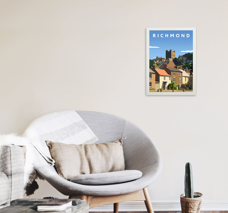 Richmond Travel Art Print by Richard O'Neill, Framed Wall Art A3 Oak Frame