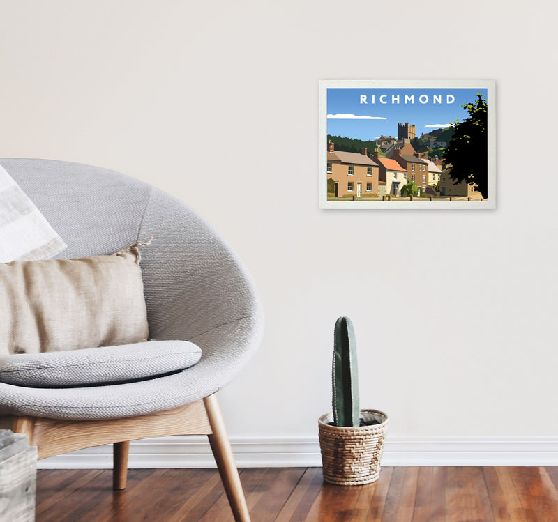Richmond Travel Art Print by Richard O'Neill, Framed Wall Art A3 Oak Frame
