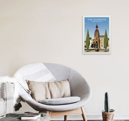 The Diamond Monaghan Travel Art Print by Richard O'Neill, Framed Wall Art A3 Oak Frame