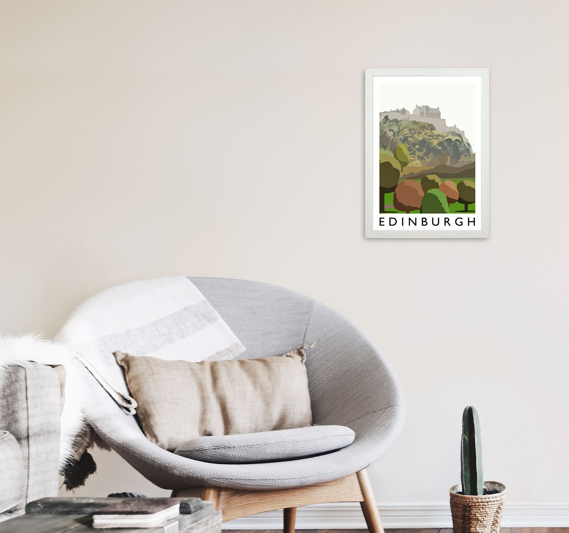 Edinburgh Portrait by Richard O'Neill A3 Oak Frame