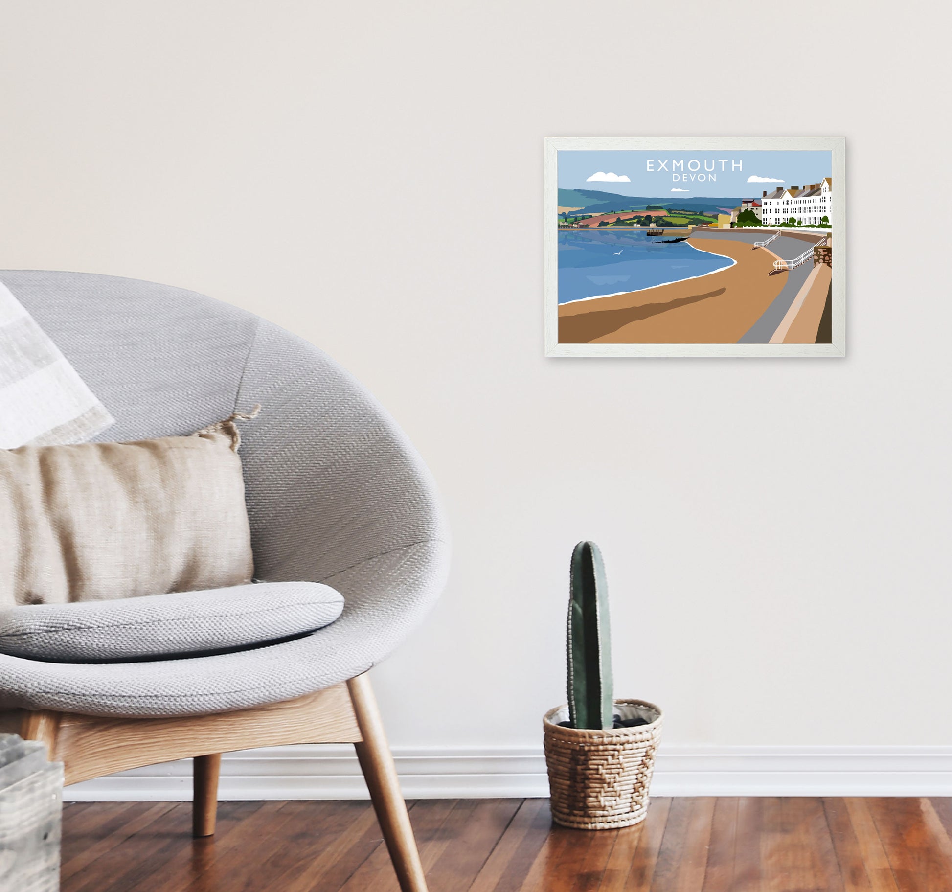Exmouth Devon Art Print by Richard O'Neill A3 Oak Frame