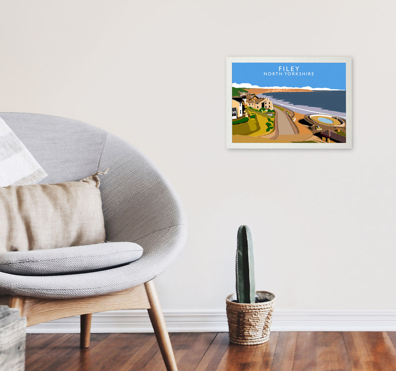 Filey North Yorkshire Art Print by Richard O'Neill A3 Oak Frame