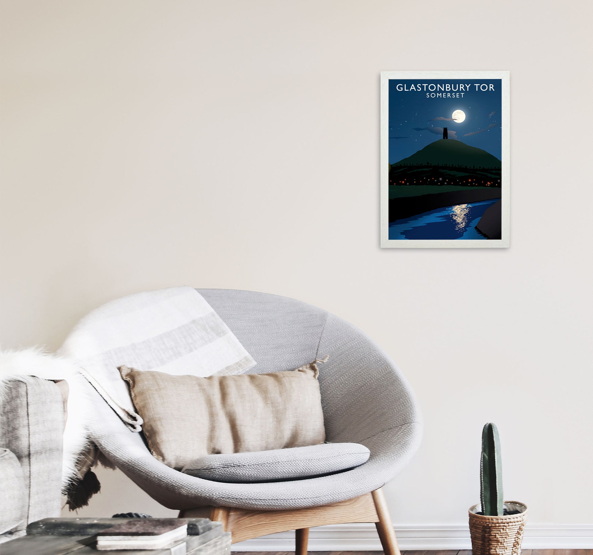 Glastonbury Tor Somerset Framed Digital Art Print by Richard O'Neill A3 Oak Frame