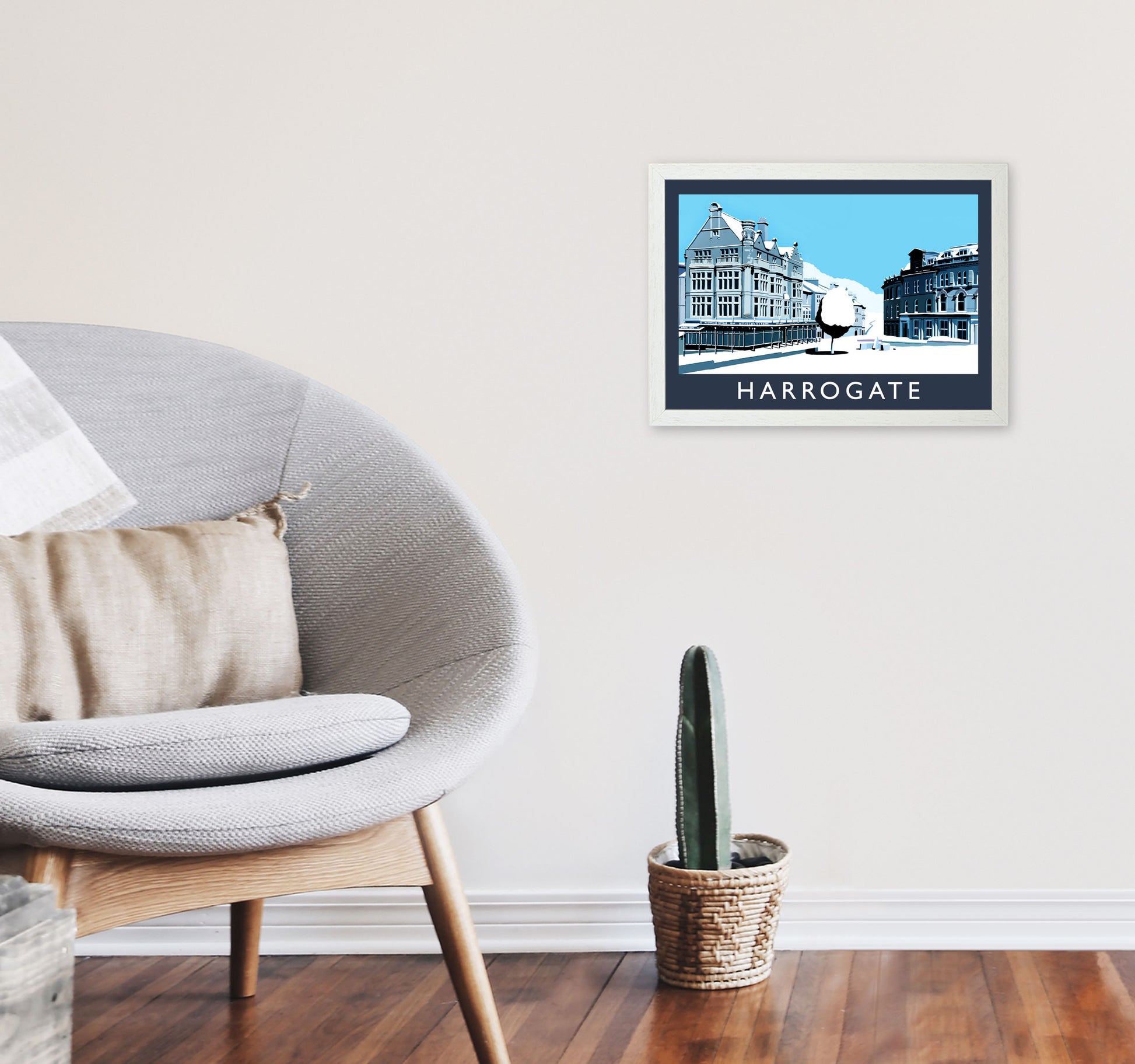 Harrogate Travel Art Print by Richard O'Neill, Framed Wall Art A3 Oak Frame
