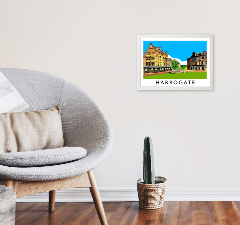 Harrogate Travel Art Print by Richard O'Neill, Framed Wall Art A3 Oak Frame