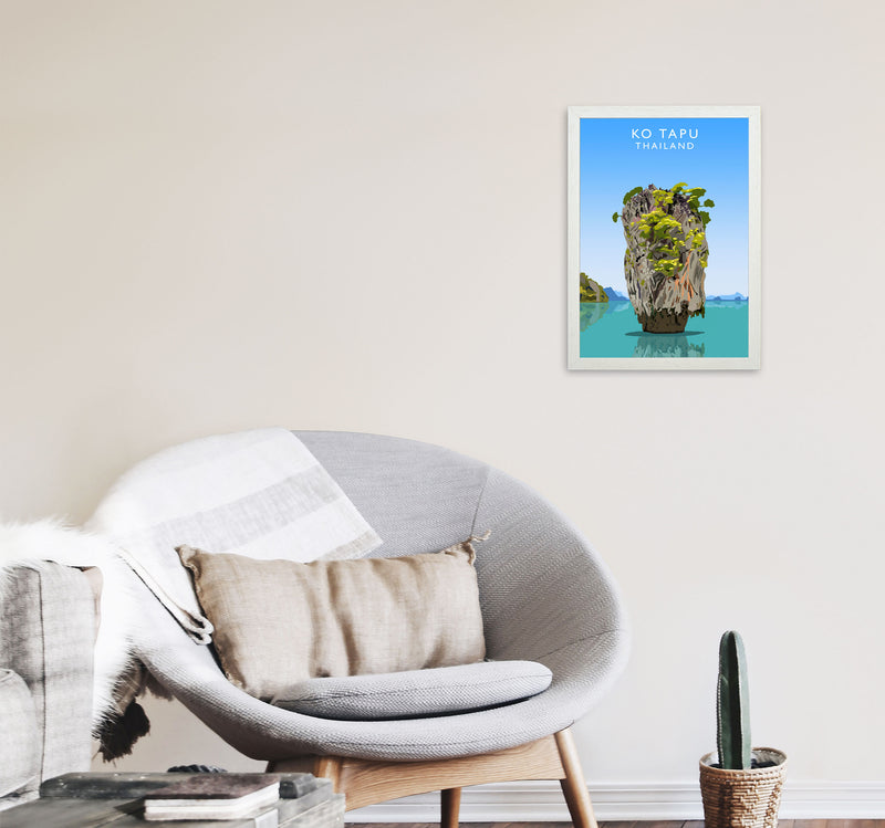 Ko Tapu Thailand Travel Art Print by Richard O'Neill, Framed Wall Art A3 Oak Frame