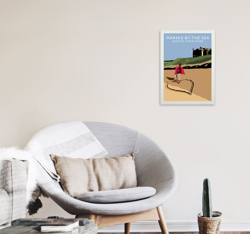 Marske-By-The-Sea North Yorkshire Travel Art Print by Richard O'Neill A3 Oak Frame