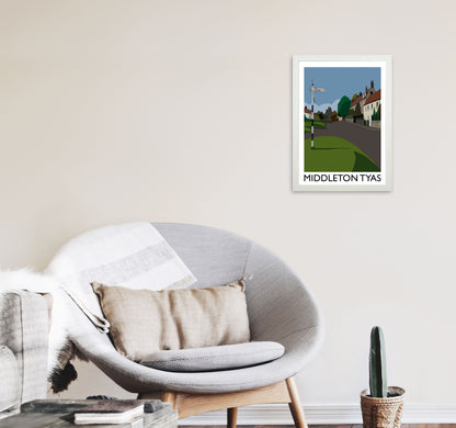 Middleton Tyas Travel Art Print by Richard O'Neill, Framed Wall Art A3 Oak Frame