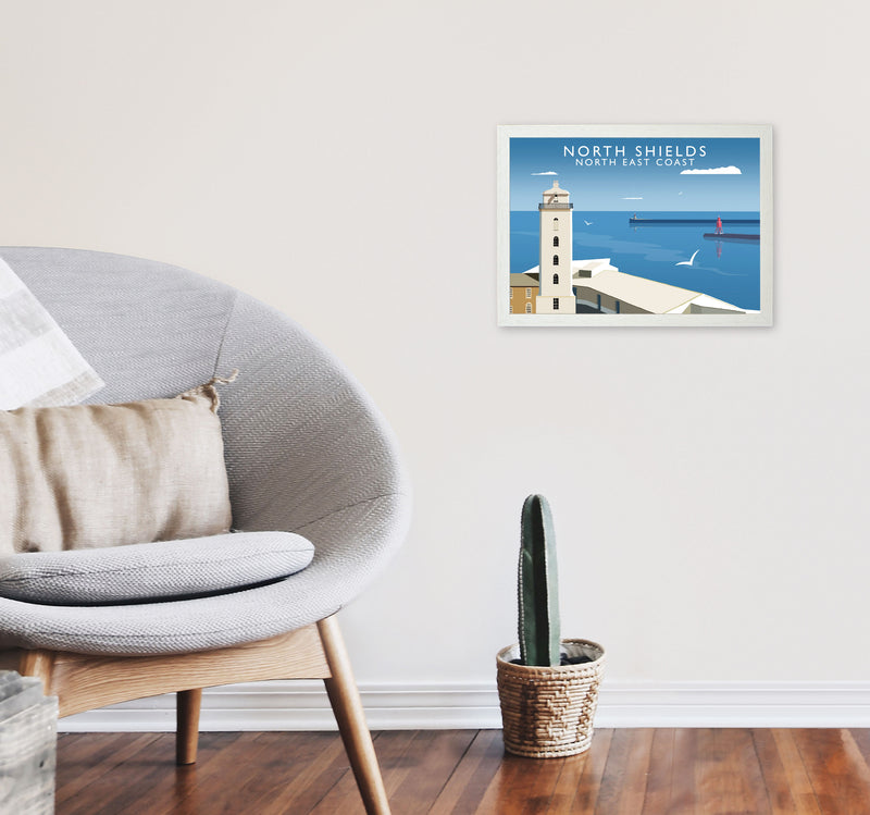 North Shields East Coast Travel Art Print by Richard O'Neill A3 Oak Frame