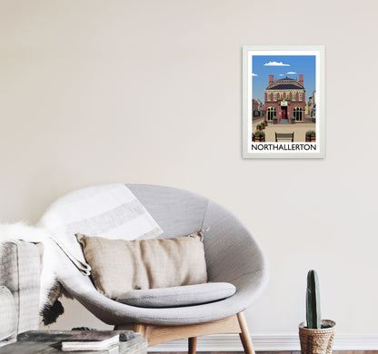 Northallerton Travel Art Print by Richard O'Neill, Framed Wall Art A3 Oak Frame