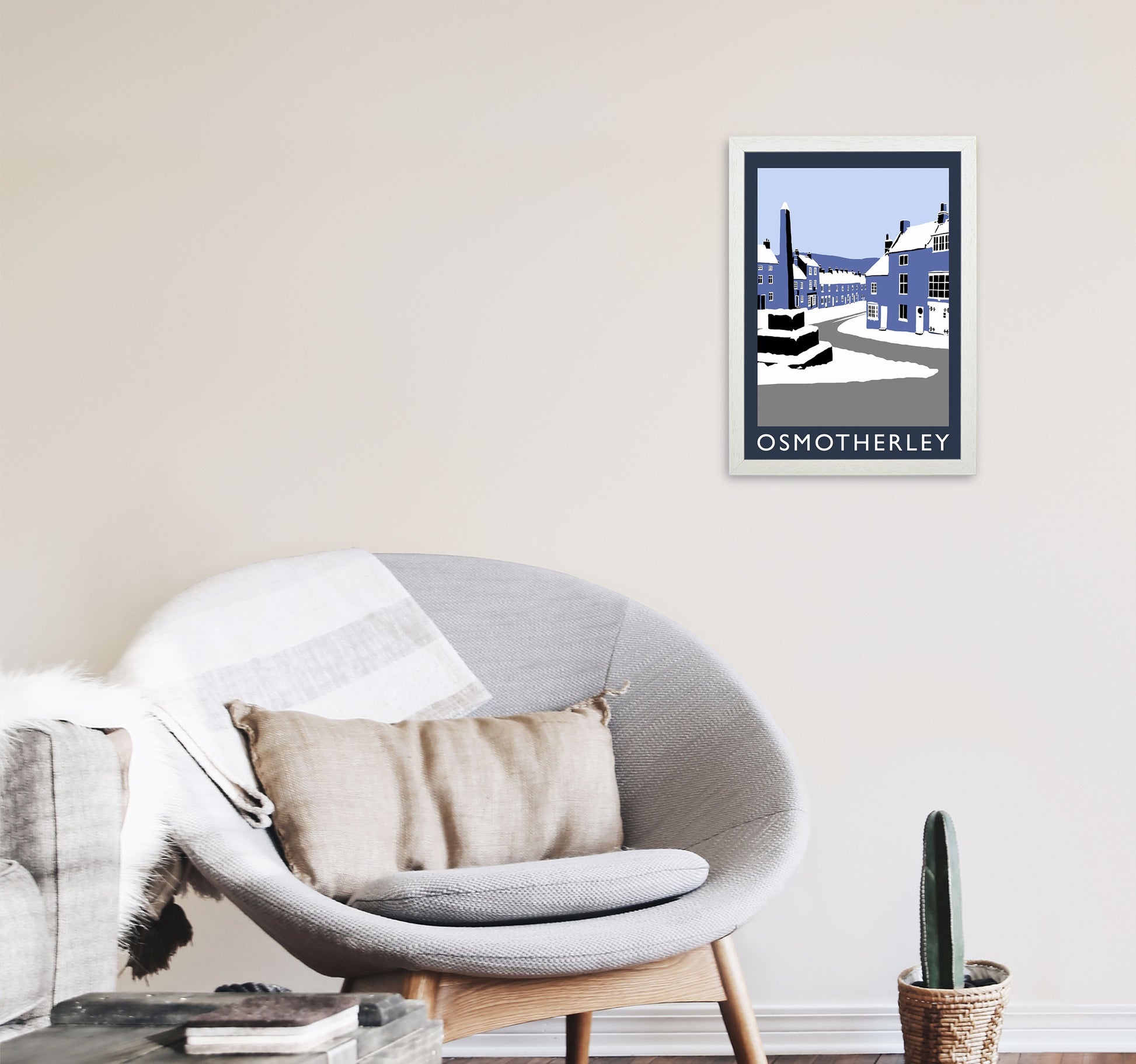 Osmotherley Travel Art Print by Richard O'Neill, Framed Wall Art A3 Oak Frame