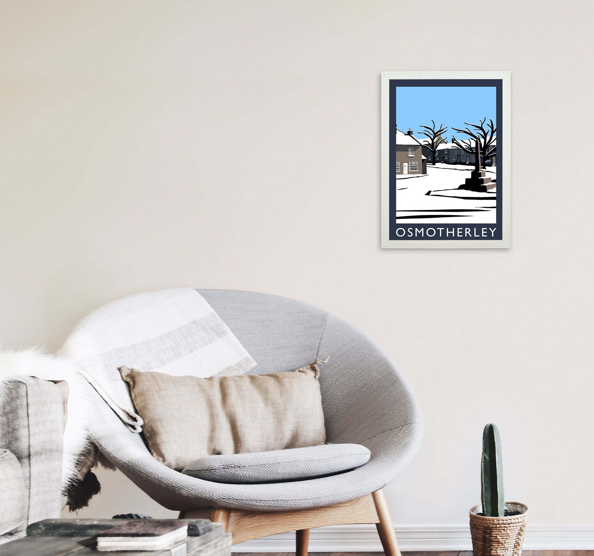 Osmotherley Travel Art Print by Richard O'Neill, Framed Wall Art A3 Oak Frame