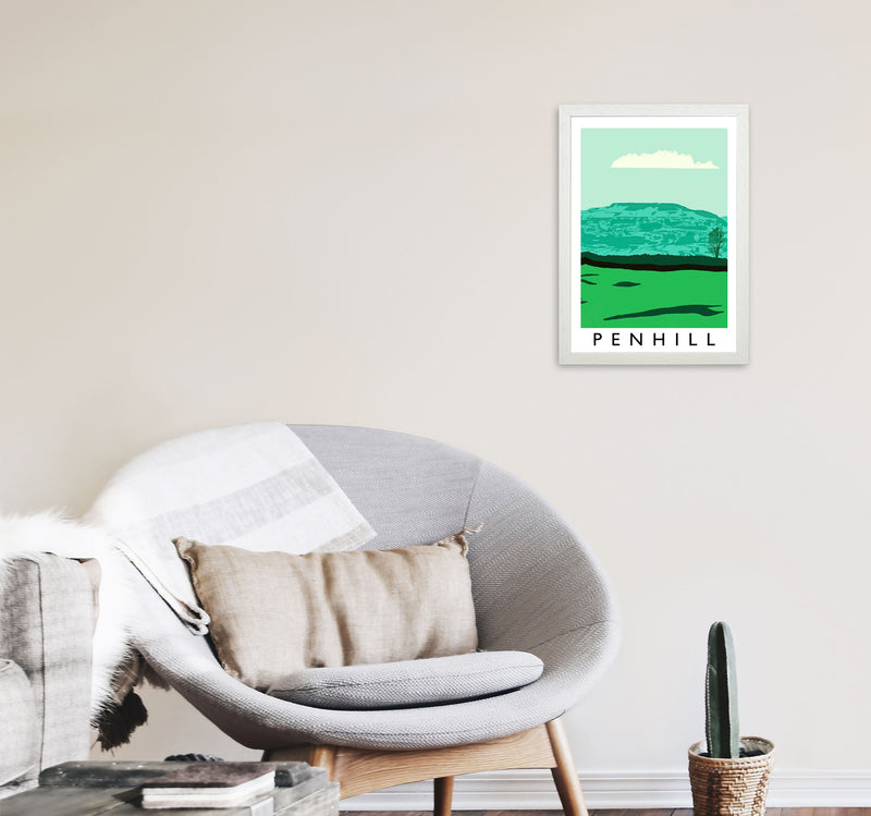 Penhill Digital Art Print by Richard O'Neill, Framed Wall Art A3 Oak Frame
